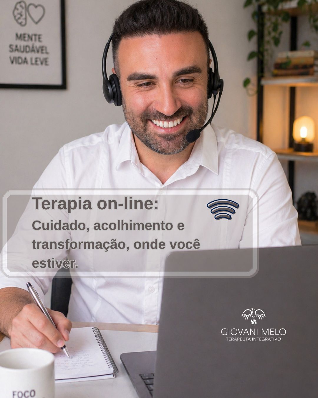 Giovani Melo em atendimento on-line